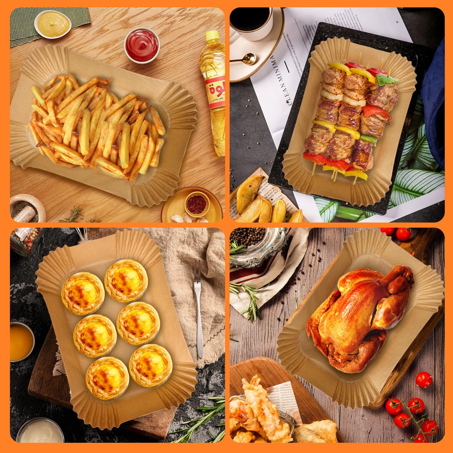 200PCS Air Fryer Liners for Ninja: Higher Non-Stick Disposable Parchment Paper Liner for Ninja DZ201/DZ401 Dual Airfryer Baking - Food Grade Ninja Air Fryer Accessories - Rectangle 8.6 x 5.5 inch