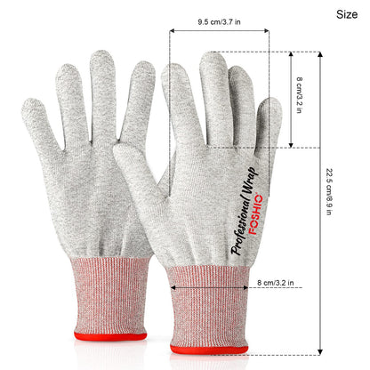 FOSHIO Vinyl Wrap Gloves, Professional Anti-Static Application Gloves, Carbon Fiber Vinyl Wrap Tool Dust-Free Working Gloves (4 Pairs)
