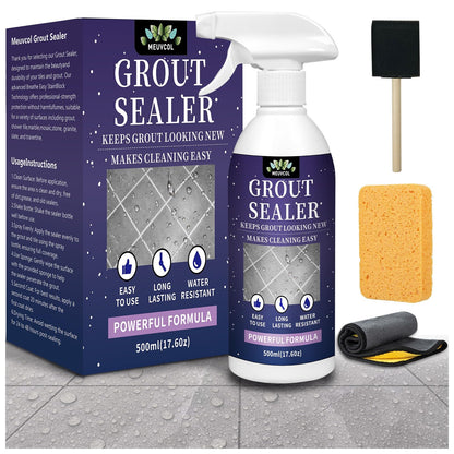 Meuvcol Grout Sealer,17.6 OZ Waterproof Grout Sealer for Shower, Floor Tiles, Kitchen - 100% Safe Tile Sealant Spray - Long Lasting Clear Sealant for Stone, Bathroom, Marble - Indoor & Outdoor