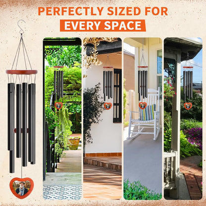 Memorial Wind Chimes Outdoor Personalized 32 Inch Sympathy Gifts Wind Chimes for Loss of a Loved One Bereavement Remembrance Keepsake with Photos for Condolences Loss of Father Mother Son Daughter