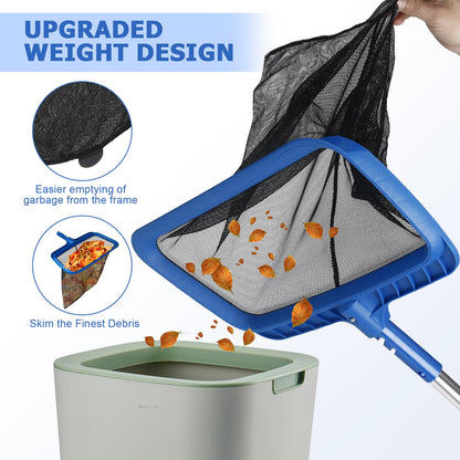 KINFAVOU Pool Skimmer Net, Fine Mesh Pool Leaf Net with Durable Deep Net, Larger Capacity Leaf Skimmer Net for Pool Cleaning, Debris Pickup Removal, Easy Scoop Edge (Without Pole)
