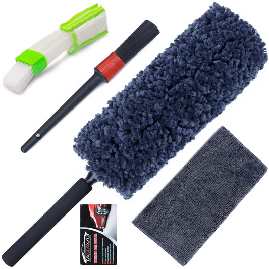 Car Duster Kit, Ultra Soft Microfiber Duster with Storage Bag, Unbreakable Handle, Lint & Scratch Free, Exterior or Interior Use, Pollen Remover, Best Car Accessories for Cleaning SUV Home