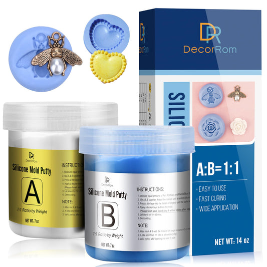 DecorRom Silicone Putty - 7/8 LB Flexible Silicone Mold Making Kit - Easy 1:1 Mixing Ratio - Fast Cured - Reusable Molds for Casting, Resin, Soap, Candle, Art Restoration