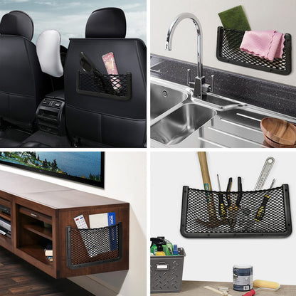 2 Pieces Large ABS Plastic Frame Car Storage Net Bag Phone Car Mesh Net Holder RV Storage Boat Cargo Pocket Organizer Framed Mesh Net Pocket with Screws for Auto RV Net(16 x 8 Inch)
