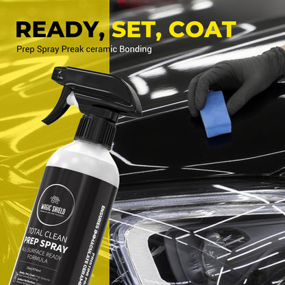 Magic Shield Prep Spray – New 75% Formula | Ideal for Ceramic Coating Prep | Wax & Grease Remover for Auto Detailing | Ultimate Surface Cleaner - 16oz