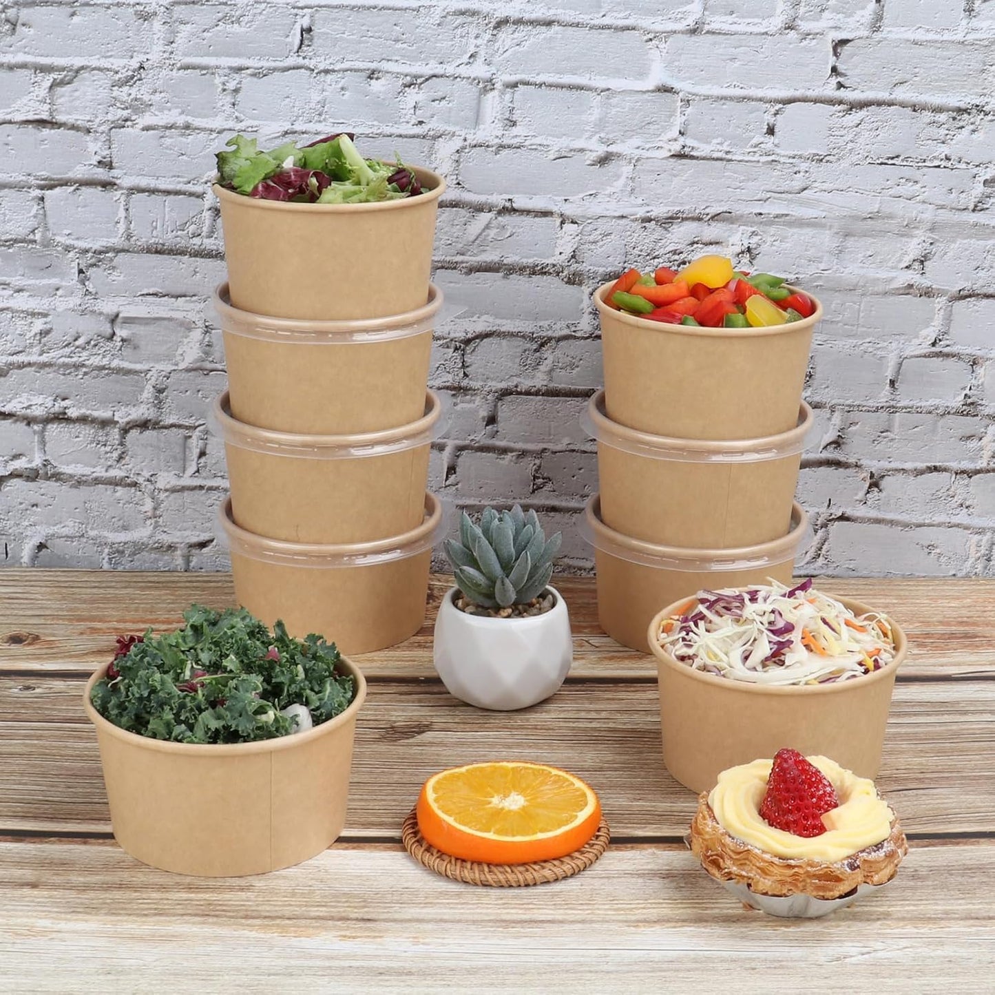 Eco-Friendly Disposable Paper Bowls with Lids - 12 oz | Biodegradable Soup, Salad, and Dessert Containers | Pack of 50 for Parties, Meal Prep & Everyday Use