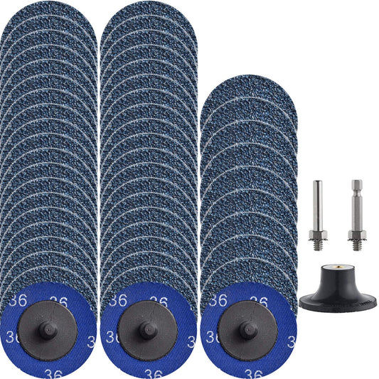 NYXCL 50Pcs 36 Grit Quick Change Sanding Discs Set,2 inch Zirconia Sanding Discs with 1/4" Holder,for Die Grinder Surface Prep Strip Grind Polish Finish Burr Rust Paint Removal