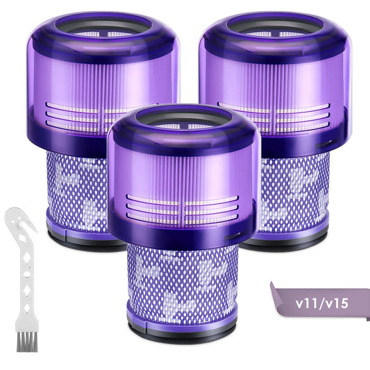 3 Pack V11 Vacuum Filters Replacement for Dyson V11 Animal V11 Torque Drive Complete V15 Detect V15s Detect Cordless Vacuum Cleaner, Compare to Part No. 970013-02 & 970013-03