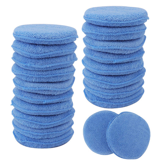 Fasmov Microfiber Applicator Pads Wax Applicator, 20 Pack Foam Applicator Pads Car Wash Sponge, Buffing & Detail Polishing Foam Pads for Car Cleaning and Fine Polishing (5" Diameter, Blue)