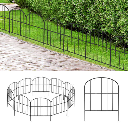 OUSHENG Small Decorative Garden Fence, 10ft (L) x 16.5in (H) Fencing, Rustproof Metal Wire Panel Border Animal Barrier for Dog, Flower Plant Edging for Yard Backyard Outdoor, Arched