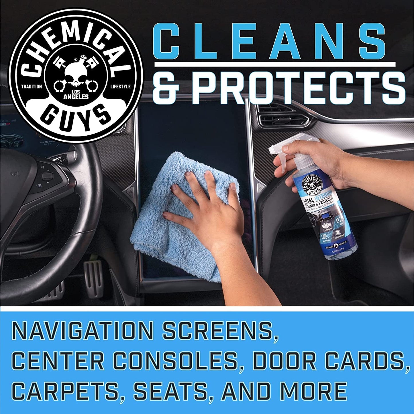 Chemical Guys Total Interior Cleaner & Protectant, Safe for Cars, Trucks, SUVs, Motorcycles, RVs & More, 473 ml (2 Pack), Fresh Scent