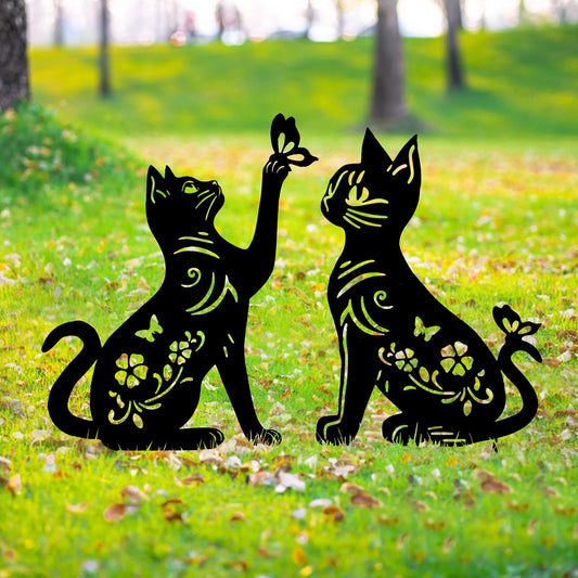 GDNSFIT Cat Metal Decor for Outside,Garden Stakes Decorative Cat Gifts for Women/Men,Black Silhouette Statues for Yard Ornaments,Lawn, Patio, Pathway,Outdoor Garden Decor