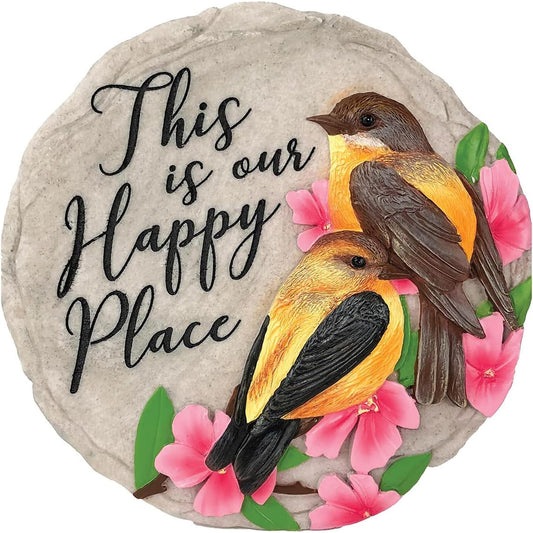Spoontiques Happy Place Stepping Stone Outdoor Garden Décor, Multicolored