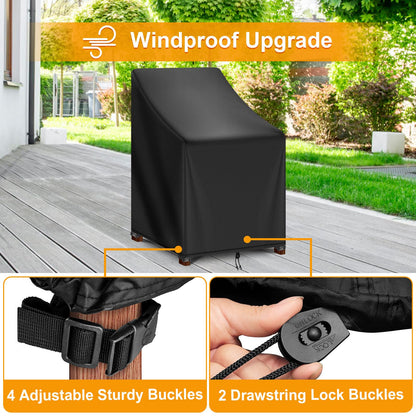 Kipiea 500D Patio Chair Covers Waterproof Winter - Heavy Duty Lawn Outdoor Furniture Chair Covers with Anti UV and No Tears, No Fading (28" W x 36" D x 47" H)