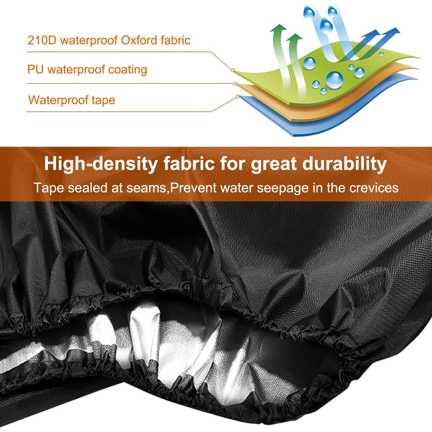 Uranshin 2 Pack Patio Chair Cover, Waterproof, Black, Oxford Cloth, 25.2"L x 25.2"W x 47.24"H