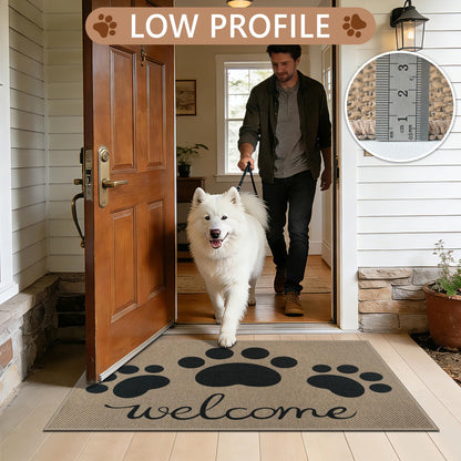 Capslpad Easy Jute Indoor Door Mat 24"x36",Absorbent Dirt Trapper Welcome Mat, Front Door Mat Indoor Outdoor for Dog Paws,Non-Slip Low-Profile Entrance Rug,Durable Entryway Floor Mats, Black