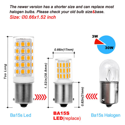 BA15S Led 12V Landscape RV Camper Interior Light Bulbs,1156 1141 2700k Warm White,DC Bayonet Single Contact Base,AC10-24V DC10-30volt Low Voltage BA15S Bulbs for Marine Boat Trailer Lights,5Pack