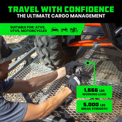 Rhino USA Soft Loop Tie Down Straps (4-Pack) - 1.6 Inch x 17 Inch (5,000 lbs Break Strength) Heavy Duty Motorcycle Straps for use with Ratchet Straps - Handlebar Straps for ATV, UTV, Dirt Bike (Gray)