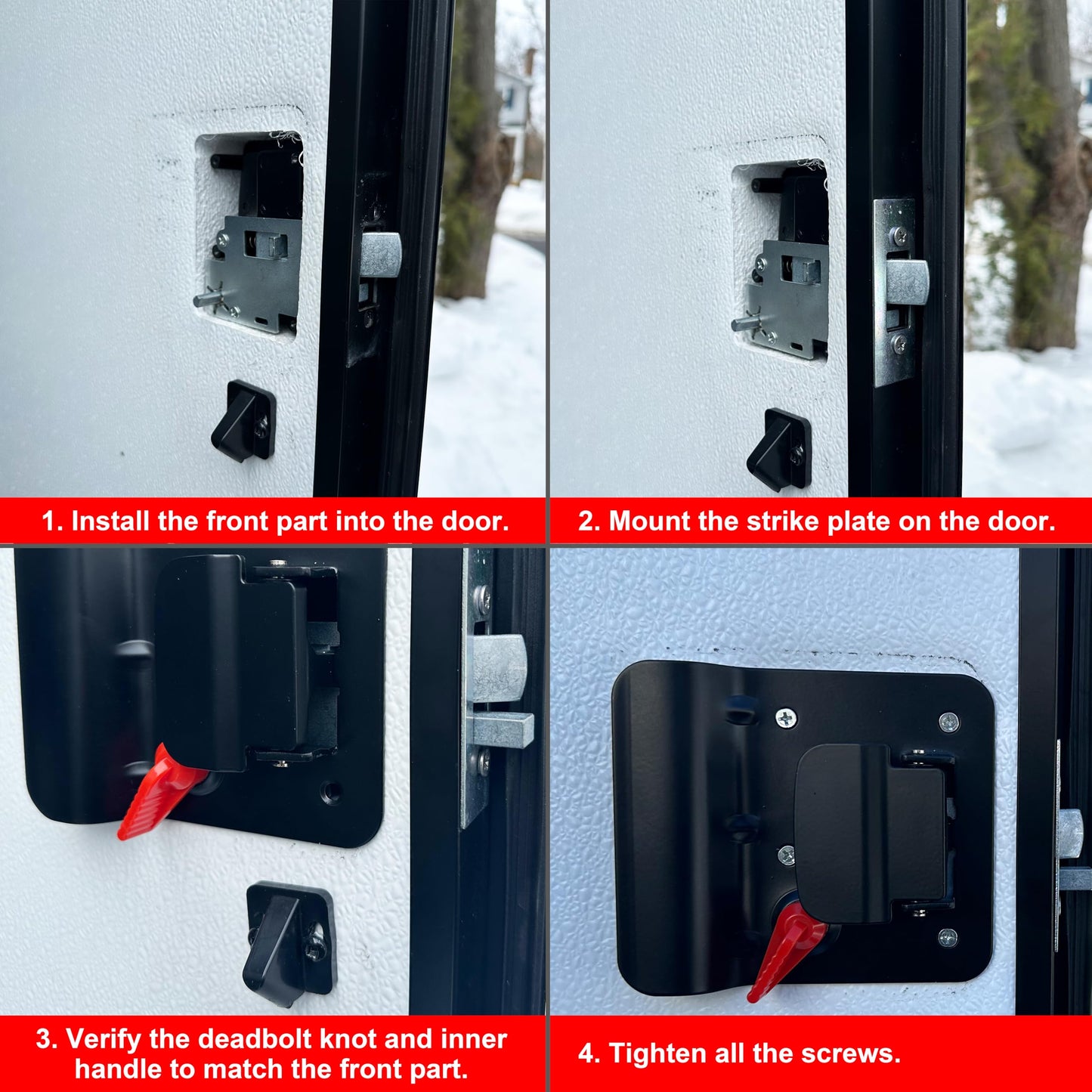 PEAKTOW PTS0007 Heavy Duty Zinc Alloy RV Camper Trailer Motorhome Entry Door Lock with Paddle Deadbolt Four Keys (Black)