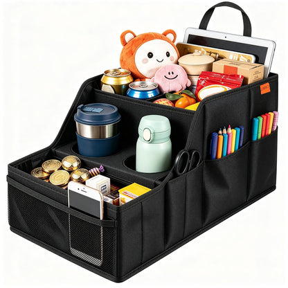 Car Seat Organizer Backseat and Passenger Seat Organizer with 9 Compartments 2 Cup Holders Car Organizer Front Seat Storage for Travel Kids，Black