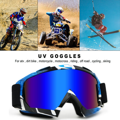Dirt Bike Motorcycle ATV Motocross Goggles - UV 400 Offroad Mx Racing Helmet for Men Women Adults Youth Kids (示例： Cranberry Blue Frame+color Blue Lens)