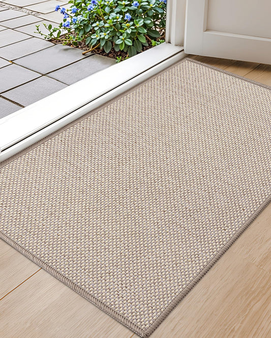 Color&Geometry Small Thin Door Mats Indoor 17"x30"- Anti Slip, Low Profile, Easy Clean Inside Doormat Rug for House Entrance/Entryway/Entry Floor, Khaki (Rolled-up NO Creases)