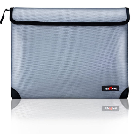 Fireproof Waterproof Money Document Bag - with 4200°F Heat Insulated Safe Storage Pouch with Zipper Upgraded 8 Layers of Functional Material for Valuables (13.9"x10.6" Gray)