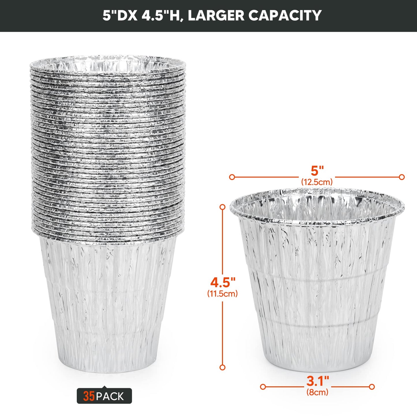 Stanbroil 35 Pack Grease Bucket Liners for Traeger 20/22/34 Series,Pit Boss, Camp Chef, Louisiana, 5" x 4.5"