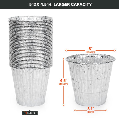 Stanbroil 35 Pack Grease Bucket Liners for Traeger 20/22/34 Series,Pit Boss, Camp Chef, Louisiana, 5" x 4.5"