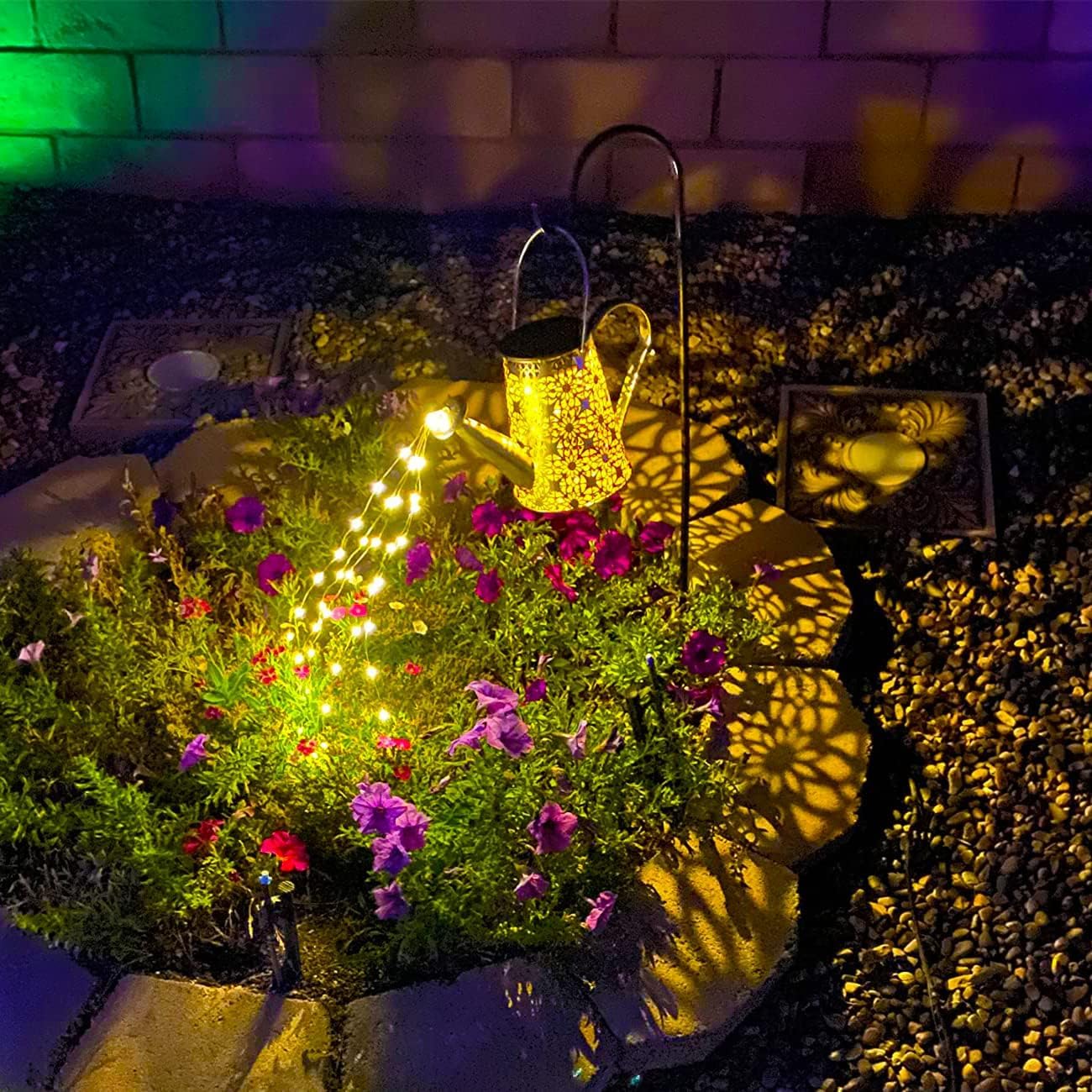 Vcdsoy Solar Watering can with Lights - Gifts for Mom Women Grandma, Solar Lights Outdoor Decorative Waterproof, Waterfall Fairy Lights Yard Decor for Table Patio Yard Pathway Walkway Party