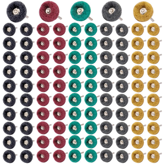 100 PCS Abrasive Buffing Wheels,1 inch Polishing Wheel Set for Proxxon Dremel Rotary Tool Accessory-1/8'' Shank