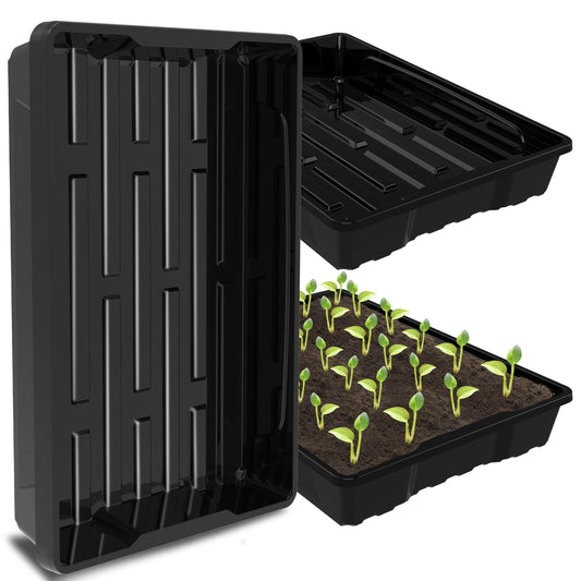 Gardzen 10 Pack Seed Trays, Reusable Plant Grow Trays, Ideal for Seed Starting, Microgreens, Indoor Gardening, and Greenhouse Plant Nurseries - No Drain Holes, 15.7" x 11.6"