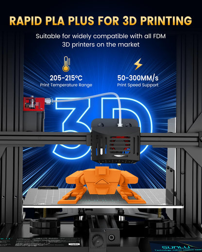 SUNLU PLA+2.0 3D Printer Filament, Tougher and Stronger PLA+ Filament 1.75 mm, Faster 3D Printing Fits Most FDM 3D Printers, 1KG Reusable Spool, Midnight Black