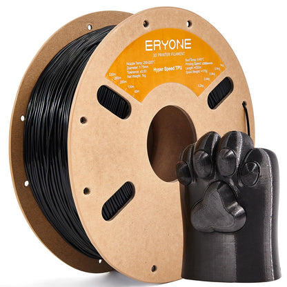ERYONE TPU Filament 1.75mm for 3D Printer +/-0.03mm, 95A, 1kg/Spool, Hyper Speed TPU 1.75 +/- 0.03mm, Rapid 3D Printing Filament 30-300mm/s, Black