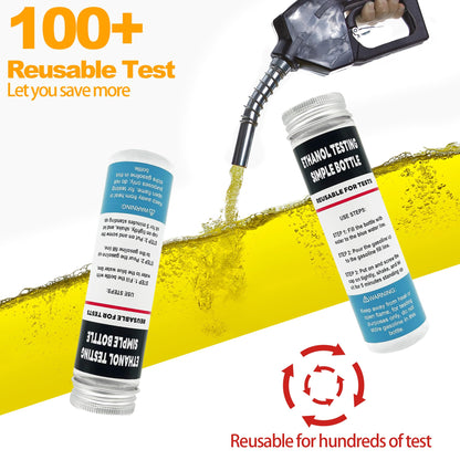 E85 Tester Kit, Reusable Ethanol Test Kit, Wide Mouth Fuel Test Bottle, Gasoline Super Content Tester (2 Pack)