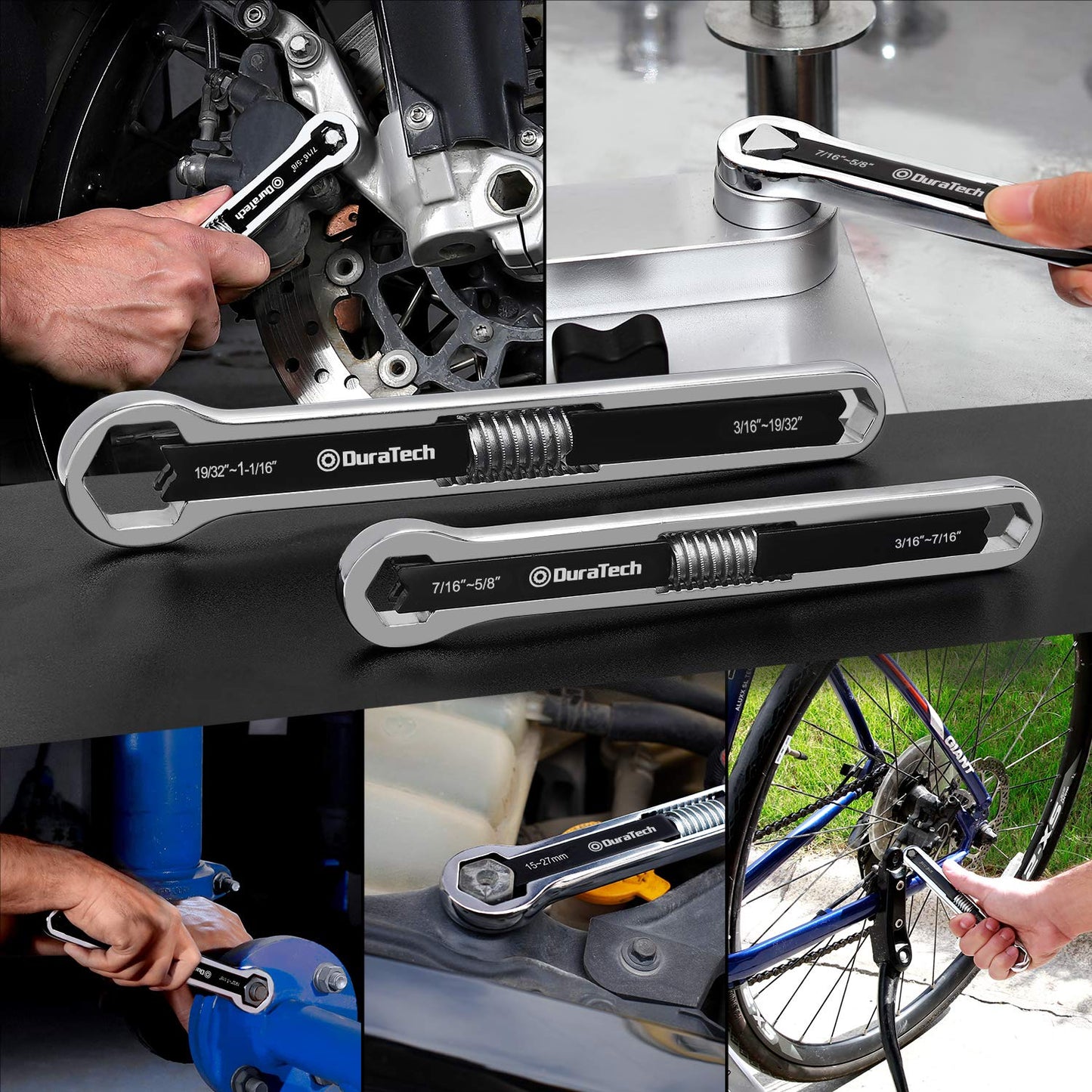 DURATECH Universal Wrench Set, Adjustable Wrench Set, SAE & Metric, 8-inch&10-inch, 44 Sizes in 2 Piece, Drop Forged, ANSI Standard