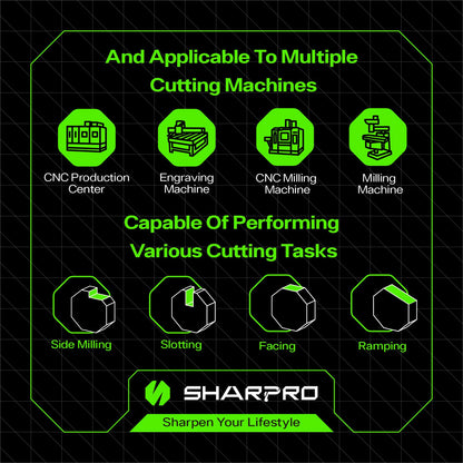 SHARPRO 1/4 End Mills 1/4 Inch Shank, 2 Flute Carbide Square Endmill with AlCrN Coated, Upcut Spiral CNC Router Bits for Alloy Steel, Metal and Stainless Steel