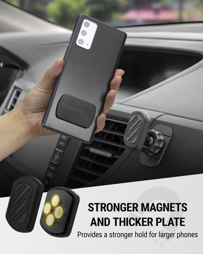 Scosche MXDM Extra Strong MagicMount Magnetic Phone Holder for Car Dashboard with Extra Strength Magnet and Thicker Metal Plate for Max Hold, Cell Phone Mount Compatible with iPhone and More,Pack of 2