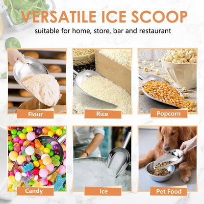TeamFar Ice Scoop 24 oz, Stainless Steel Big Large Scoop, for Sweet Food Popcorn Flour, Healthy & Heavy Duty - Dishwasher Safe