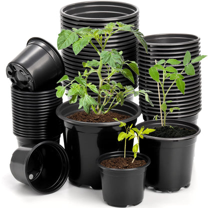 DEAYOU 60 PCS 3" 4" 5" Nursery Pots, Plastic Seed Starting Flower Pots with Drainage Holes, Small Seedling Plant Potting Pots Containers for Garden, Indoor, Outdoor, Succulents, Cuttings, Black