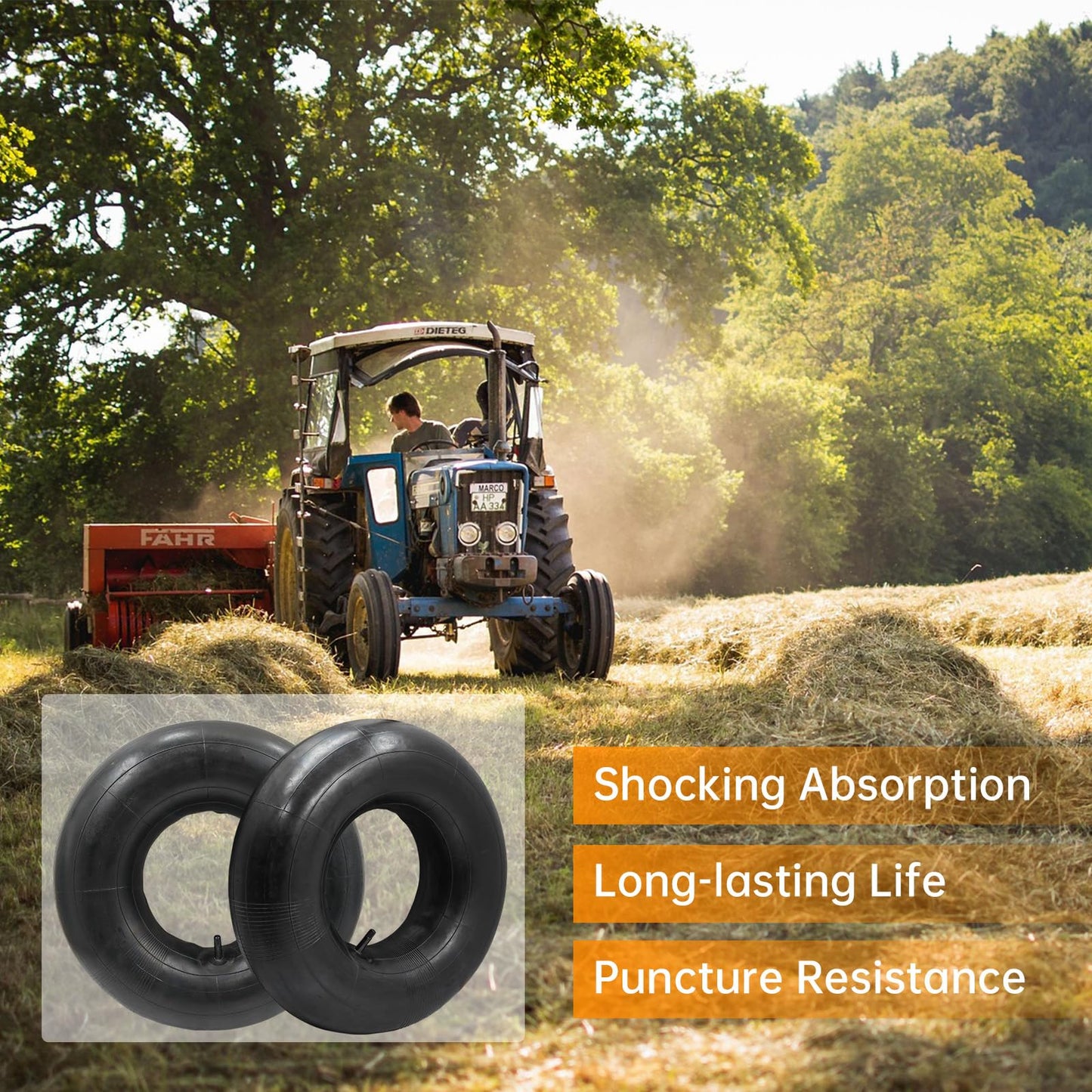 2 Packs 20x8.00-8 Inner Tube with Straight Valve Stem 20x10.00-8, 20x8.00-8 Replacement Tire Tube for Mower, Tractor, Golf Cart, ATVs (2)