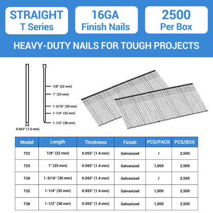 meite 16GT112L 16 Gauge 1-1/2-Inch Leg Galvanized Finish Nails or Brad Nails 2500 Pieces/Box (1 Box)