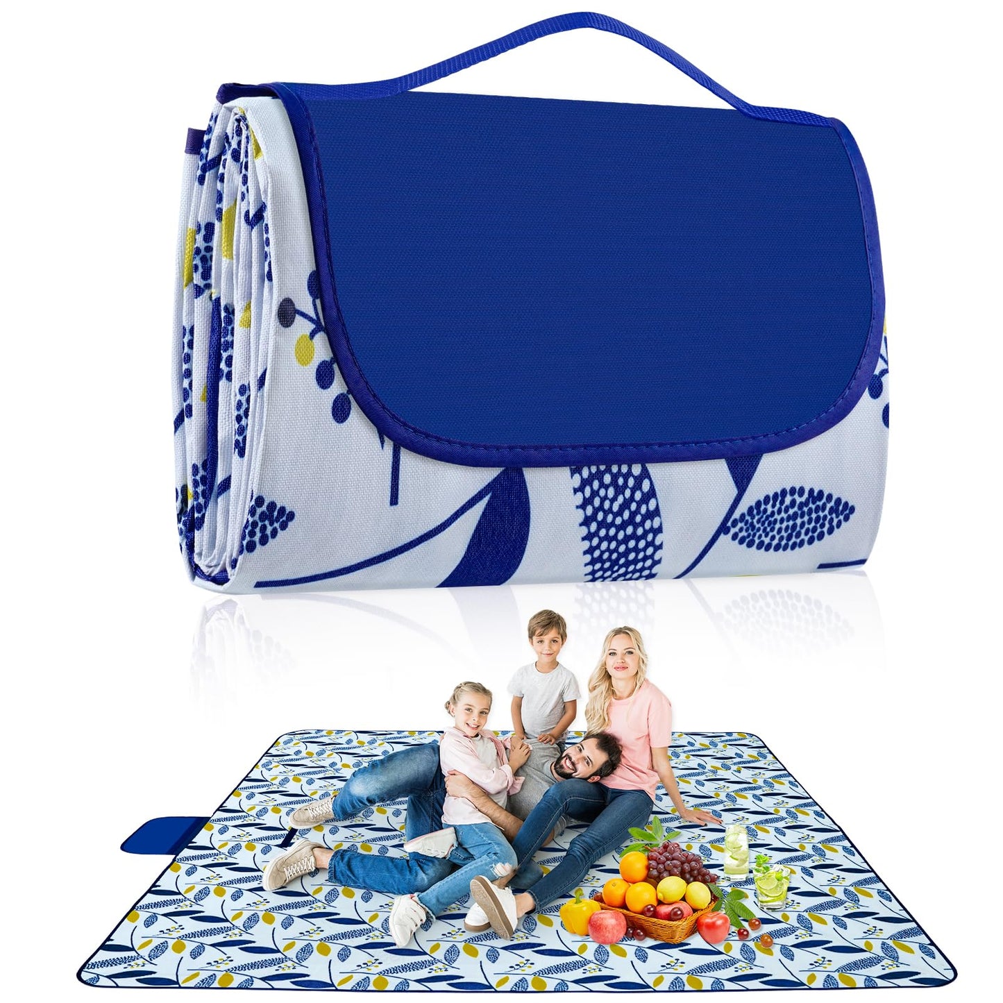 Habaylin Picnic Blanket Large, 79"X79" Waterproof Extra Large Beach Blanket, Foldable Picnic Blanket for Hiking, Party, Camping on Grass Sandproof Handy Picnic Mat