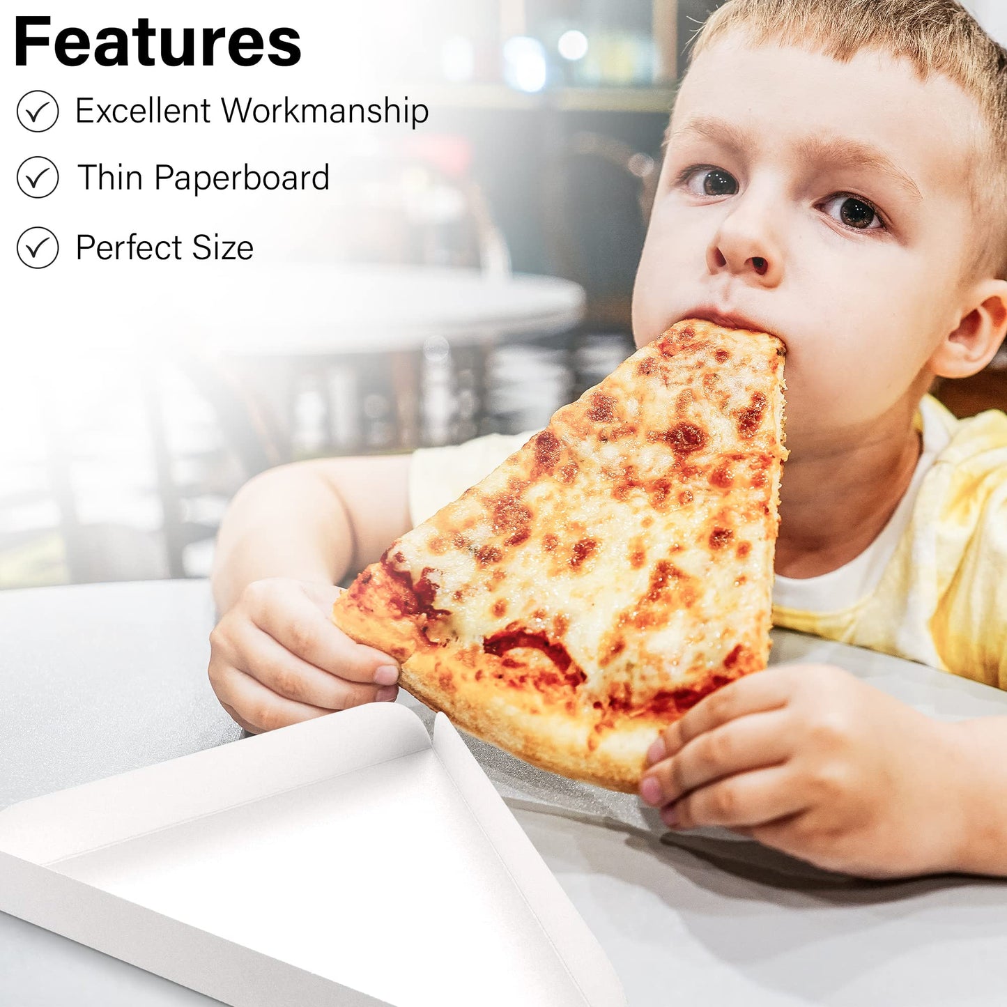 MT Products White Single Pizza Wedge Plate Paperboard Pizza Slice Tray (50 Pieces) - Made in The USA