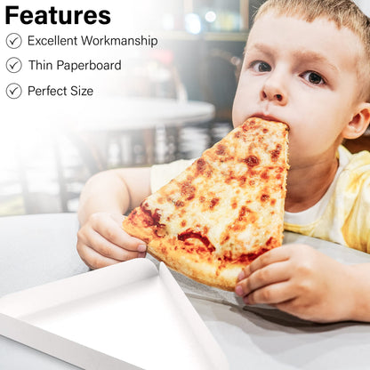 MT Products White Single Pizza Wedge Plate Paperboard Pizza Slice Tray (50 Pieces) - Made in The USA