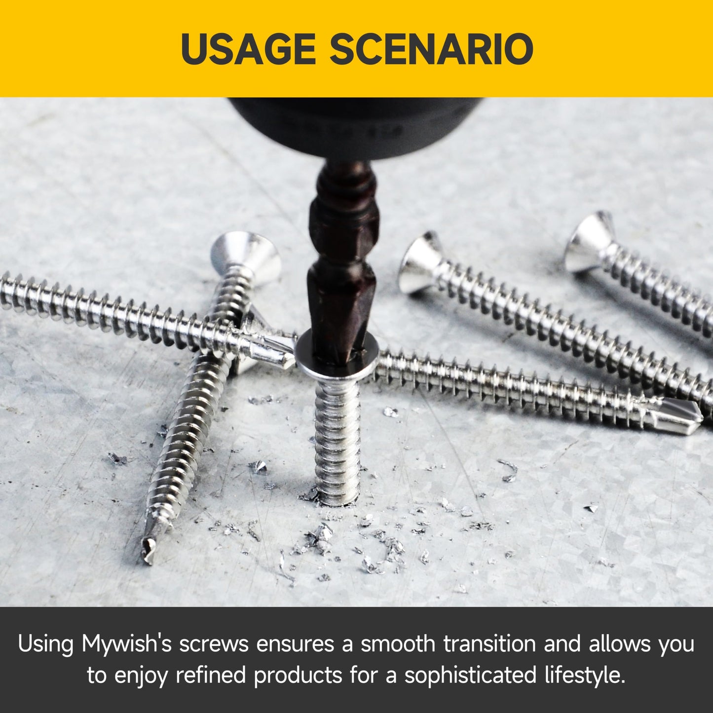 Mywish (200Pcs) #10 x 1-1/4" Self Tapping Screws for Metal, Stainless Steel Flat Phillips Head Sheet Metal Screws, Bright Finish Mouting Self Drilling Screws for Metal Plastic & Wood