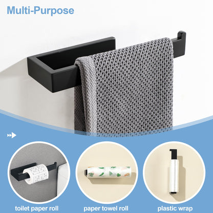 Sayayo Black Hand Towel Holder, Towel Bar Towel Rails Wall Mounted, Hand Towel Ring for Kitchen Toilet Bathroom, SUS304 Stainless Steel, 10 Inch, GKN2212-B