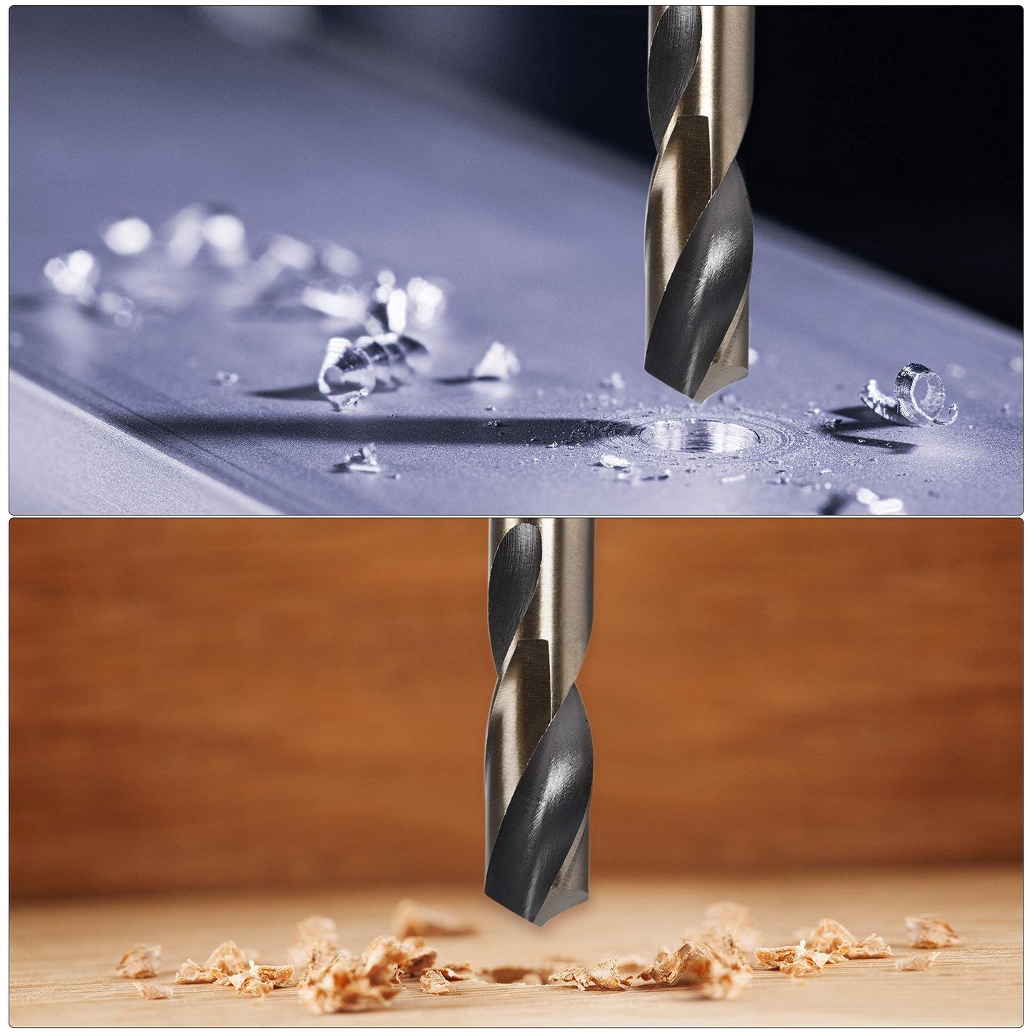 uxcell Reduced Shank Twist Drill Bits 22mm Black Nitride & Gold Titanium Coated High Speed Steel 4341 with 12.7mm (1/2") Shank for Stainless Steel Alloy Metal Plastic Wood