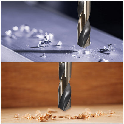 uxcell Reduced Shank Twist Drill Bits 22mm Black Nitride & Gold Titanium Coated High Speed Steel 4341 with 12.7mm (1/2") Shank for Stainless Steel Alloy Metal Plastic Wood