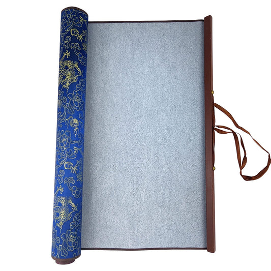 Flylin Calligraphy Water Write Cloth, Reusable Chinese Calligraphy Practicing Tool Magic Water Painting Paper Ten Thousand Times Water Writing Cloth Scroll for Home School (Blue)